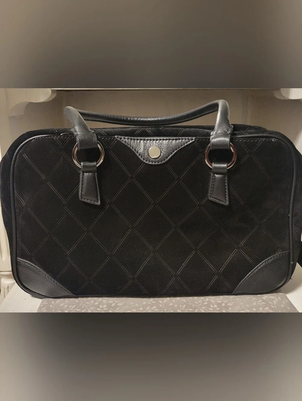 HAMMITT MED MEREDITH NOIR DIAMOND SUEDE BAG
